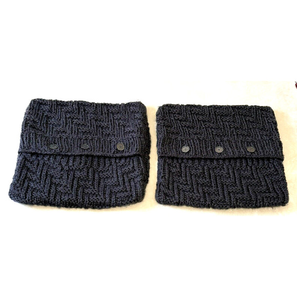 West Elm Lutz & Patmos 20"x20" Pillow Covers Cable Knit Dark Gray Set of 2 - Picture 1 of 10